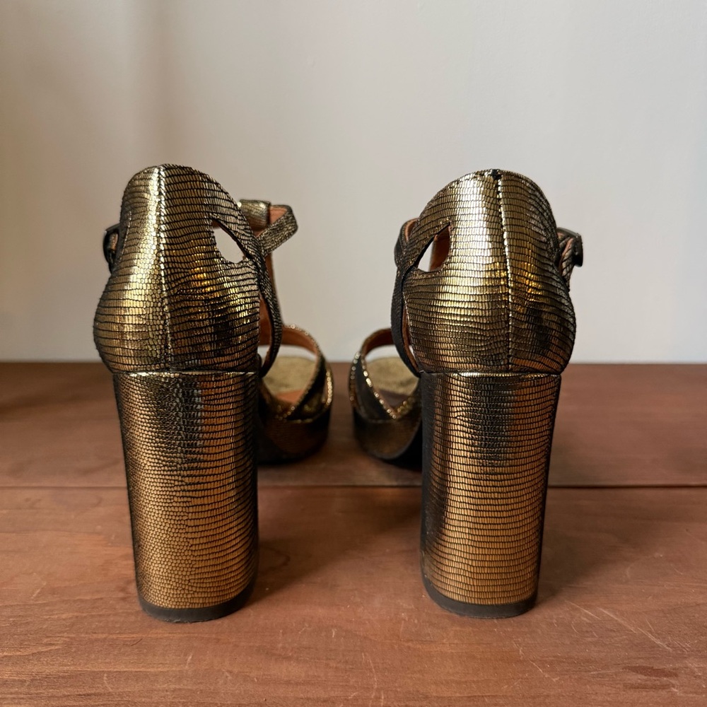 Esska Valerie Gold Heel Strappy Sandal - 39 - Picture 6 of 10